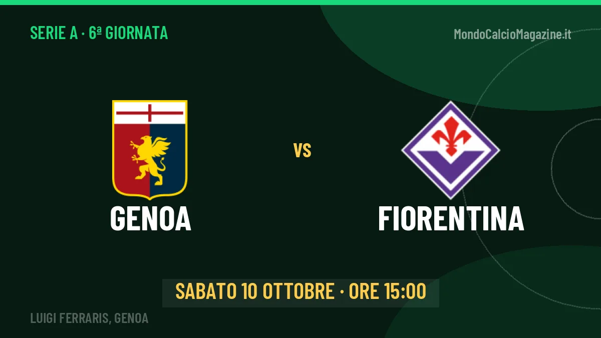 Genoa-Fiorentina, Serie A: probabili formazioni, quote e dove vedere la partita in TV e streaming
