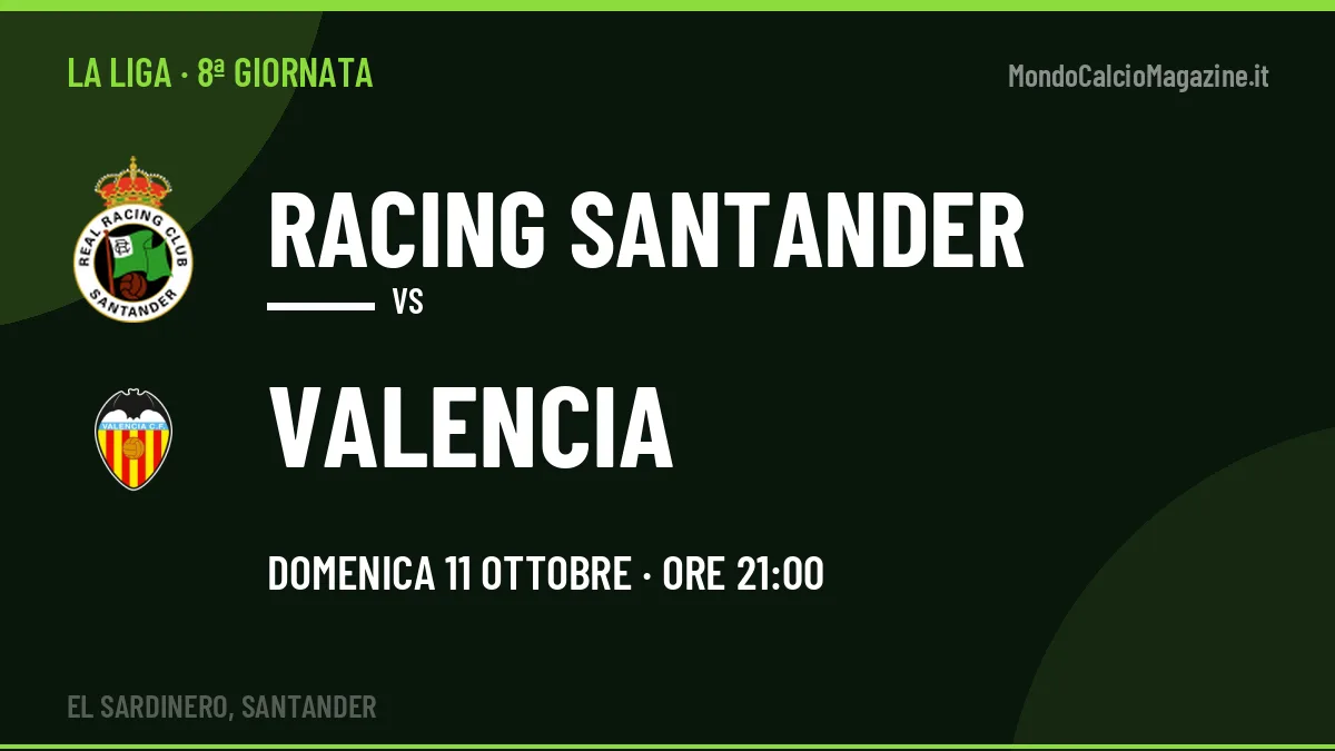 Racing Santander Valencia in streaming: dove vedere la partita, orario e probabili formazioni