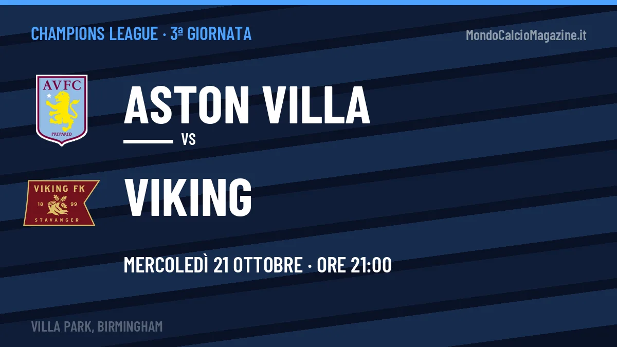 Probabili formazioni Aston Villa Viking: chi gioca, quote e pronostico