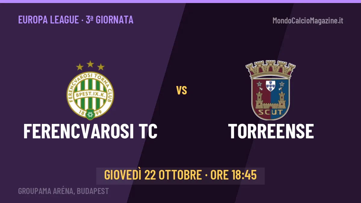 Dove vedere Ferencvarosi TC-Torreense in TV e streaming: orario, canale e formazioni